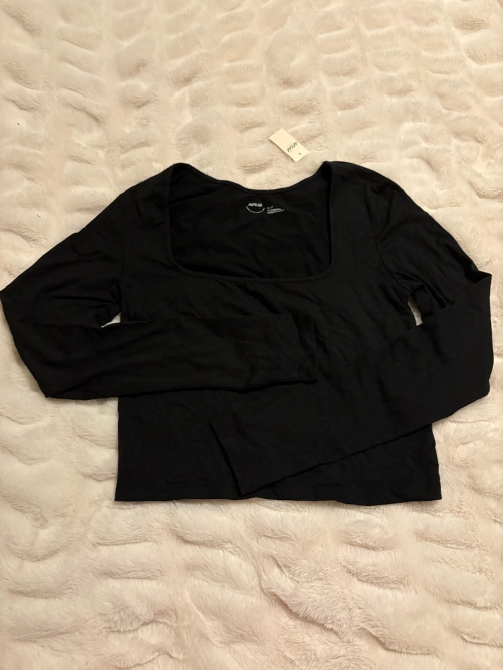 NWT aerie Black Long Sleeve Square Neck Top